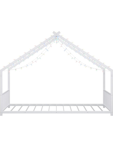 Cama de Piso Twin Zyerch con Luz LED y Techo para Niños