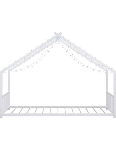 Cama de Piso Twin Zyerch con Luz LED y Techo para Niños