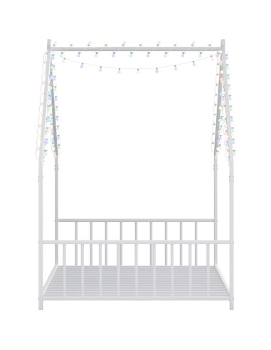 Cama de Piso Twin Zyerch con Luz LED y Techo para Niños