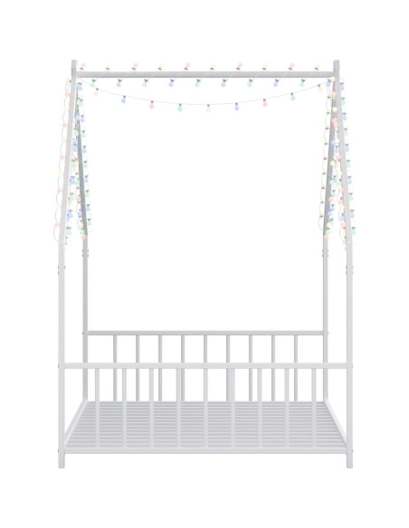 Cama de Piso Twin Zyerch con Luz LED y Techo para Niños