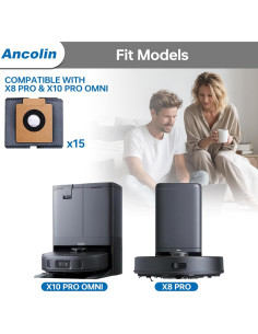 Paquete de 15 bolsas de polvo Ancolin para aspiradora eufy X10 Pro Omni 2