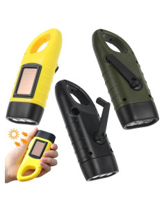 3 Linternas de Manivela Solar Mudder LED Emergencia 12.5cm