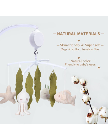 Móvil de Cuna COTTONBEBE Oceánico con 35 Canciones