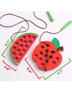 Juguete de Enhebrado KLT de Madera para Niños - Manzana y Sandía 2