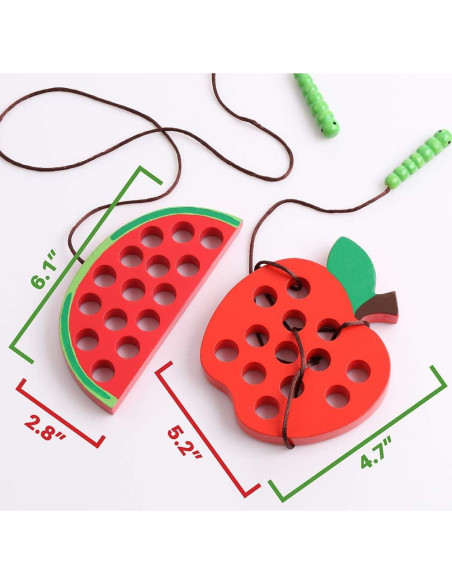 Juguete de Enhebrado KLT de Madera para Niños - Manzana y Sandía