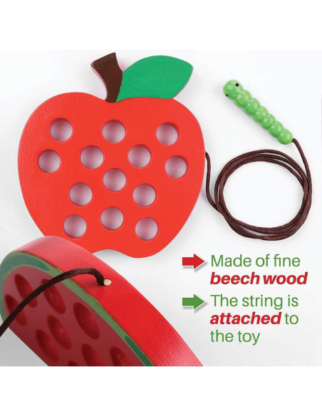 Juguete de Enhebrado KLT de Madera para Niños - Manzana y Sandía