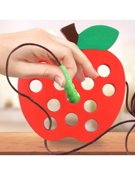 Juguete de Enhebrado KLT de Madera para Niños - Manzana y Sandía