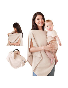 Cubierta de Lactancia Konssy Beige, Chal Multiuso Suave y Transpirable
