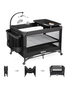 Cuna Pack and Play GAIVE con colchón y cambiador gris oscuro