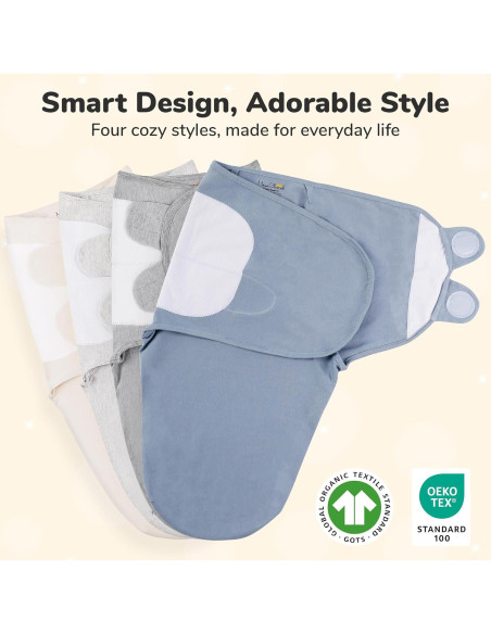 Saco de Envolver Mama Cheetah 4-Pack Algodón Orgánico 0-3 Meses