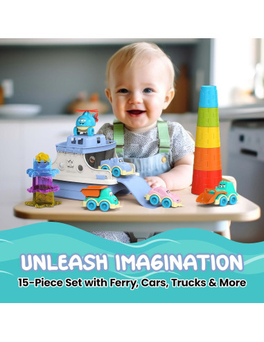 Conjunto de Juguetes de Baño Ferry Diversión 15 Piezas