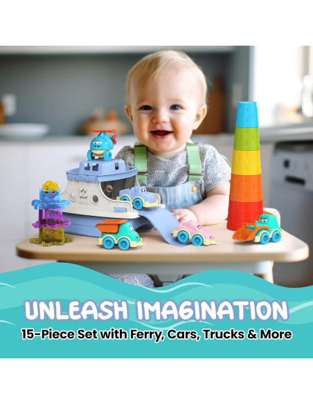 Conjunto de Juguetes de Baño Ferry Diversión 15 Piezas