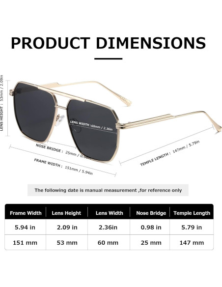 Gafas de sol aviador TIANYESY retro unisex con protección UV