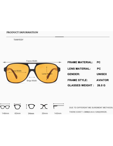 Gafas de sol aviador TIANYESY retro unisex con protección UV