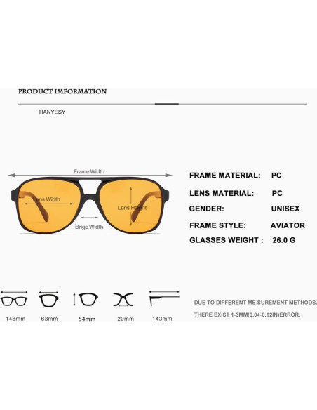Gafas de sol aviador TIANYESY retro unisex con protección UV