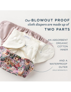 Conjunto de Pañales de Tela Esembly - 3 Inners Algodón Orgánico y 1 Cubierta Impermeable - Tamaño 1 (3.2-7.7 kg) 2
