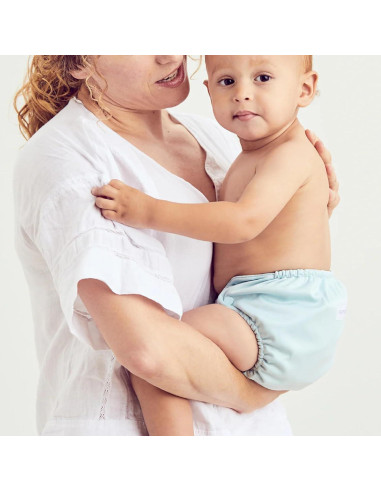 Conjunto de Pañales de Tela Esembly - 3 Inners Algodón Orgánico y 1 Cubierta Impermeable - Tamaño 1 (3.2-7.7 kg)