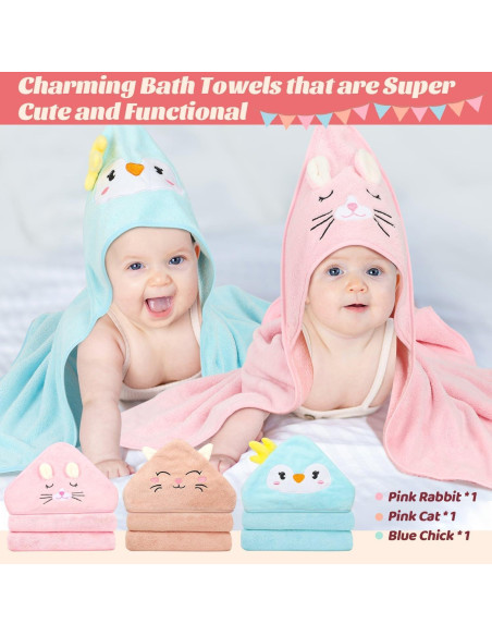 Juego de 12 Toallas con Capucha Sublaga para Bebés 80x80 cm