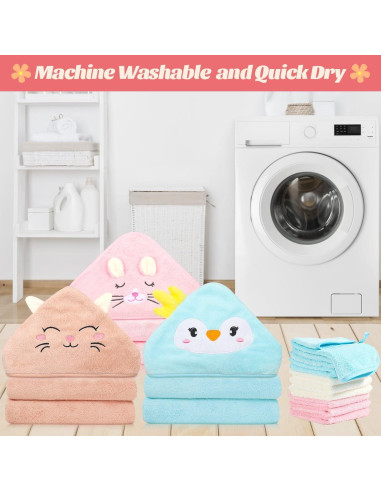 Juego de 12 Toallas con Capucha Sublaga para Bebés 80x80 cm