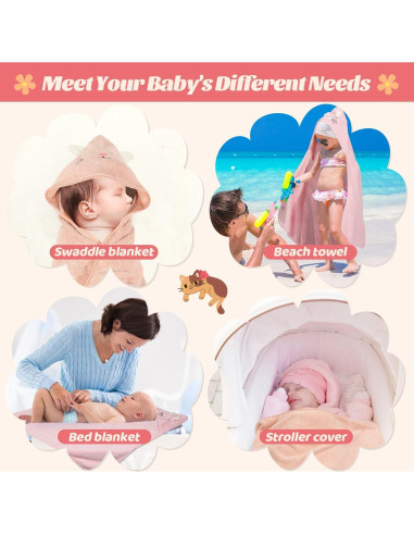 Juego de 12 Toallas con Capucha Sublaga para Bebés 80x80 cm
