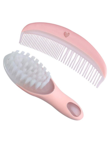 Set de Cepillo y Peine Suave para Bebés Rosa - Antiestático