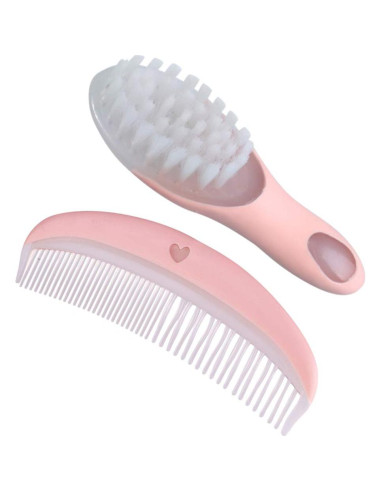 Set de Cepillo y Peine Suave para Bebés Rosa - Antiestático
