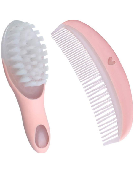 Set de Cepillo y Peine Suave para Bebés Rosa - Antiestático