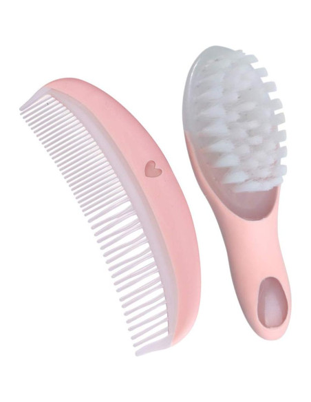 Set de Cepillo y Peine Suave para Bebés Rosa - Antiestático