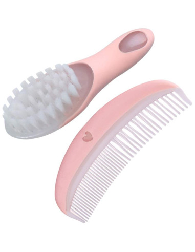 Set de Cepillo y Peine Suave para Bebés Rosa - Antiestático