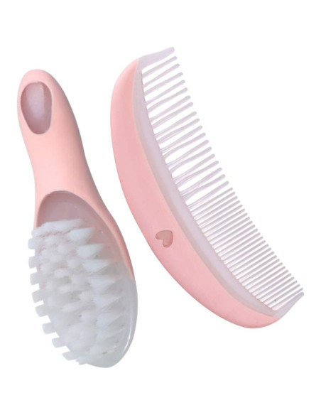 Set de Cepillo y Peine Suave para Bebés Rosa - Antiestático