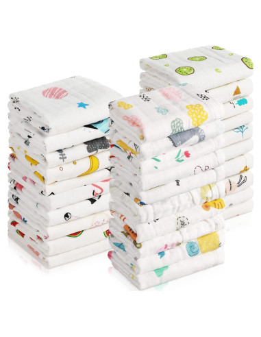 30 Pañales de Muselina Kenning para Bebés 25x25 cm Suaves