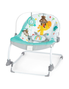 Mecedor y Asiento Estacionario Bright Starts Vibes Salvajes 2 en 1