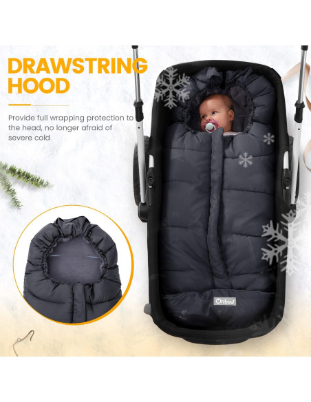 Saco Universal para Cochecito Orzbow - Invierno, Negro, 97x44cm Saco Universal para Cochecito Orzbow - Invierno, Negro, 97x44cm