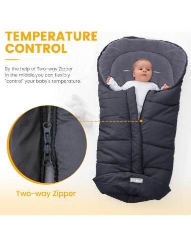 Saco Universal para Cochecito Orzbow - Invierno, Negro, 97x44cm