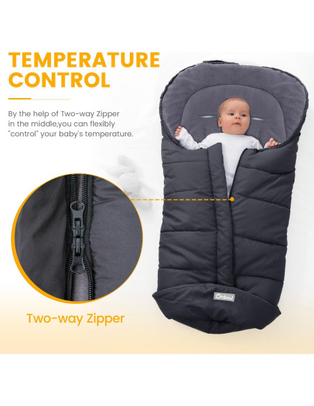 Saco Universal para Cochecito Orzbow - Invierno, Negro, 97x44cm Saco Universal para Cochecito Orzbow - Invierno, Negro, 97x44cm