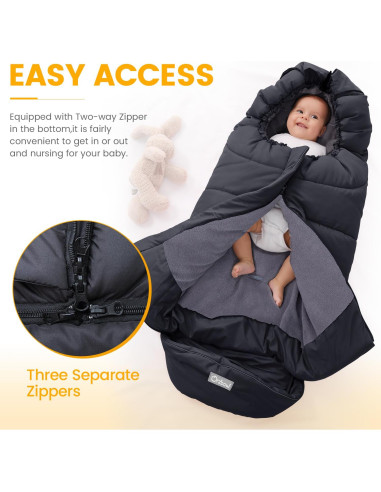 Saco Universal para Cochecito Orzbow - Invierno, Negro, 97x44cm