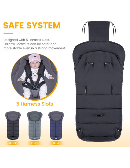 Saco Universal para Cochecito Orzbow - Invierno, Negro, 97x44cm Saco Universal para Cochecito Orzbow - Invierno, Negro, 97x44cm