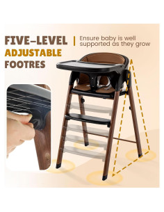 Silla Alta Ajustable Soobaby con Bandeja Removible - Negro Marrón 2