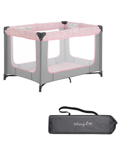 Cuna Portátil Dream On Me Zodiak Gris y Rosa, Ligera y Plegable