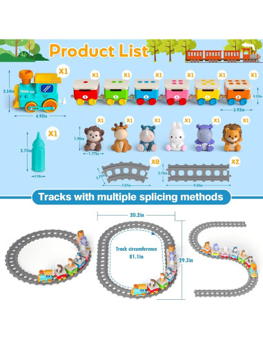 Set de Tren Eléctrico Aigybobo con Animales y Música 33x20cm