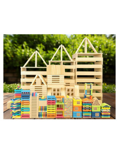 300 Bloques de Construcción de Madera Natural Penepico 3-8 Años