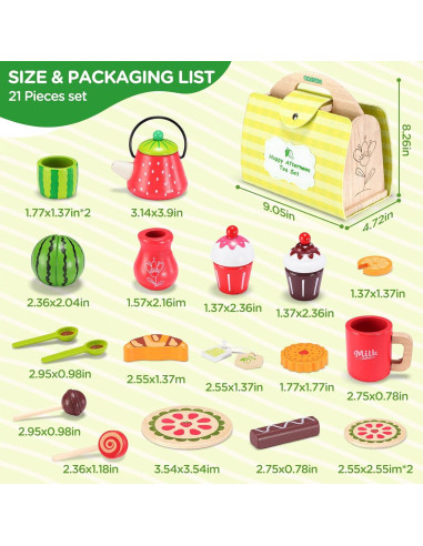 Juego de Té de Madera GNAYUIJ con Maletín y 19 Piezas