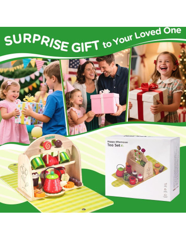 Juego de Té de Madera GNAYUIJ con Maletín y 19 Piezas