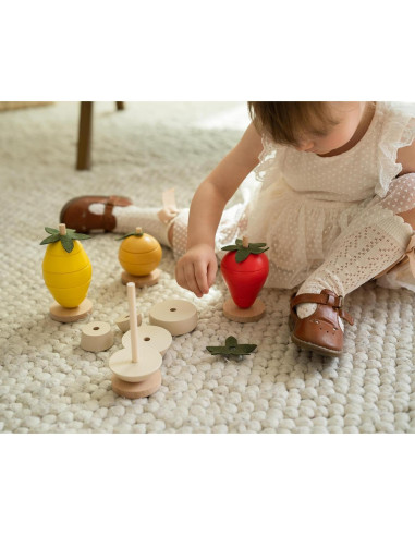 Juguete Educativo de Apilamiento de Frutas de Madera - Montessori - 0.64 kg