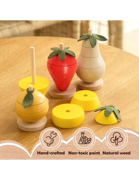 Juguete Educativo de Apilamiento de Frutas de Madera - Montessori - 0.64 kg