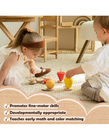 Juguete Educativo de Apilamiento de Frutas de Madera - Montessori - 0.64 kg