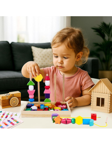 Juguete de Secuenciación de Perlas LOVESTOWN Montessori 25 Piezas