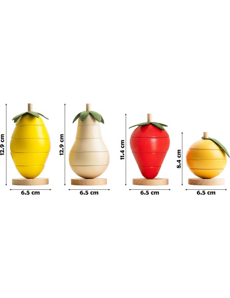 Juguete Educativo de Apilamiento de Frutas de Madera - Montessori - 0.64 kg