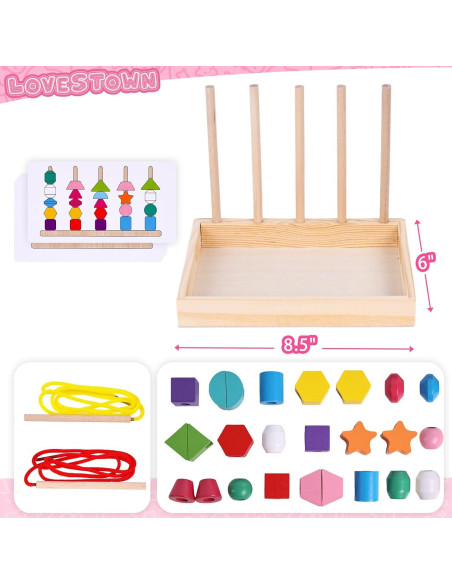 Juguete de Secuenciación de Perlas LOVESTOWN Montessori 25 Piezas