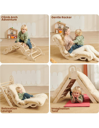 Conjunto Triángulo Pikler Almast Kids 10 en 1 Escalador Plegable